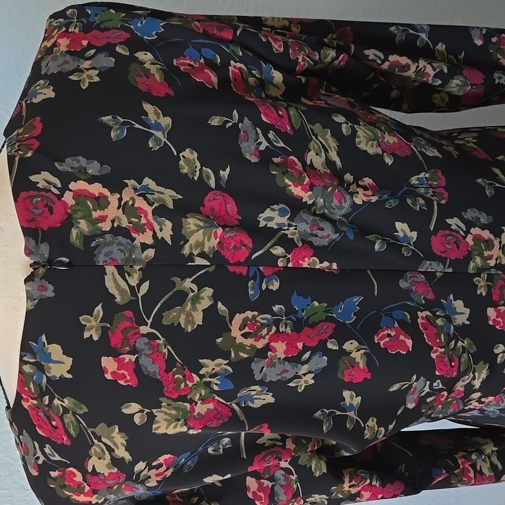 RALPH LAUREN BLACK LABEL Floral Surplice Midi Jersey Dress Sz 12 Vneck - Picture 9 of 14